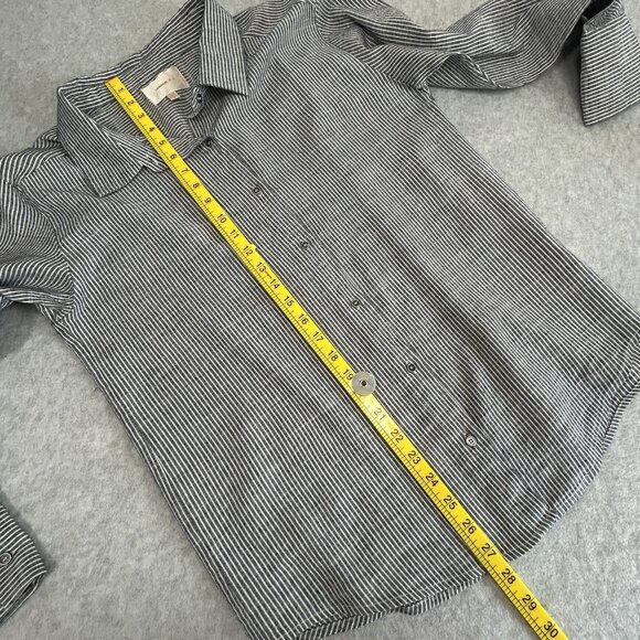 SKIES ARE BLUE Shirt Sz S Blue White Pinstripe Button Tunic Long Sleeve Collared - Picture 4 of 9